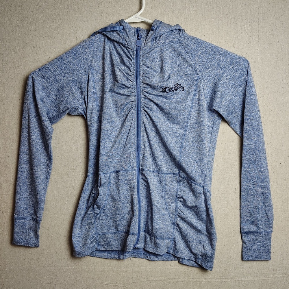 Rider Die Women's Full Zip‎ Hoodie Jacket Front Thumb Holes Sugar Skull M EE